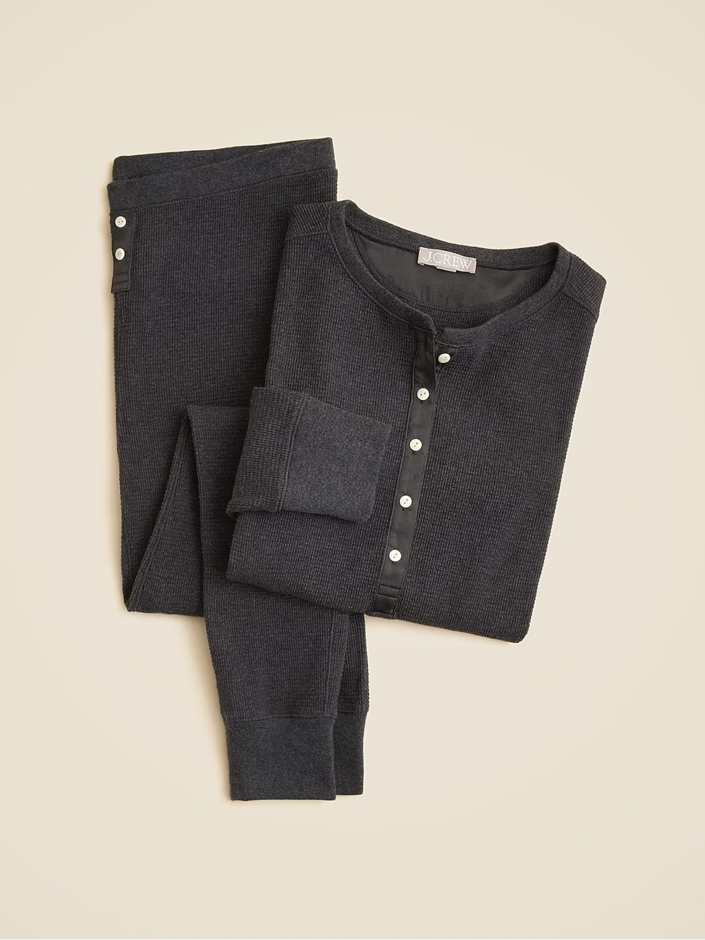 NWT - J.Crew Waffle henley pajama set  - **NAVY** - Picture 4 of 9